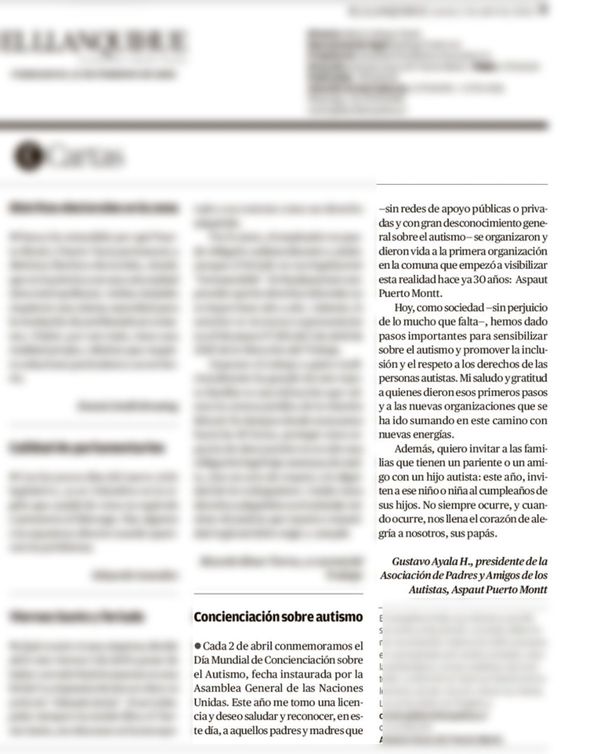Carta publicada en el diario El Llanquihue